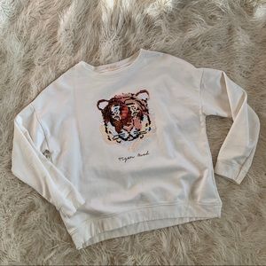 Zara Tiger Sweatshirt With Sequins Details